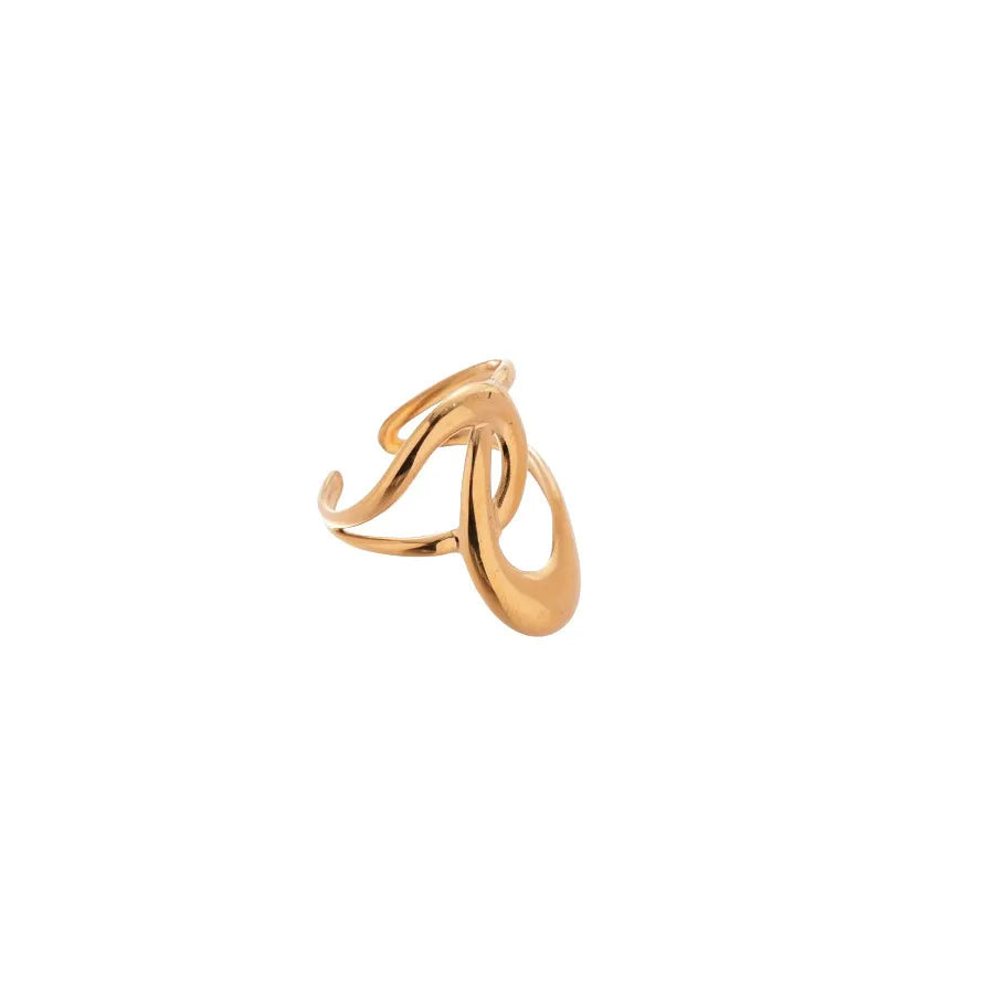 18K Gold Plated Geometric Open Ring for Women