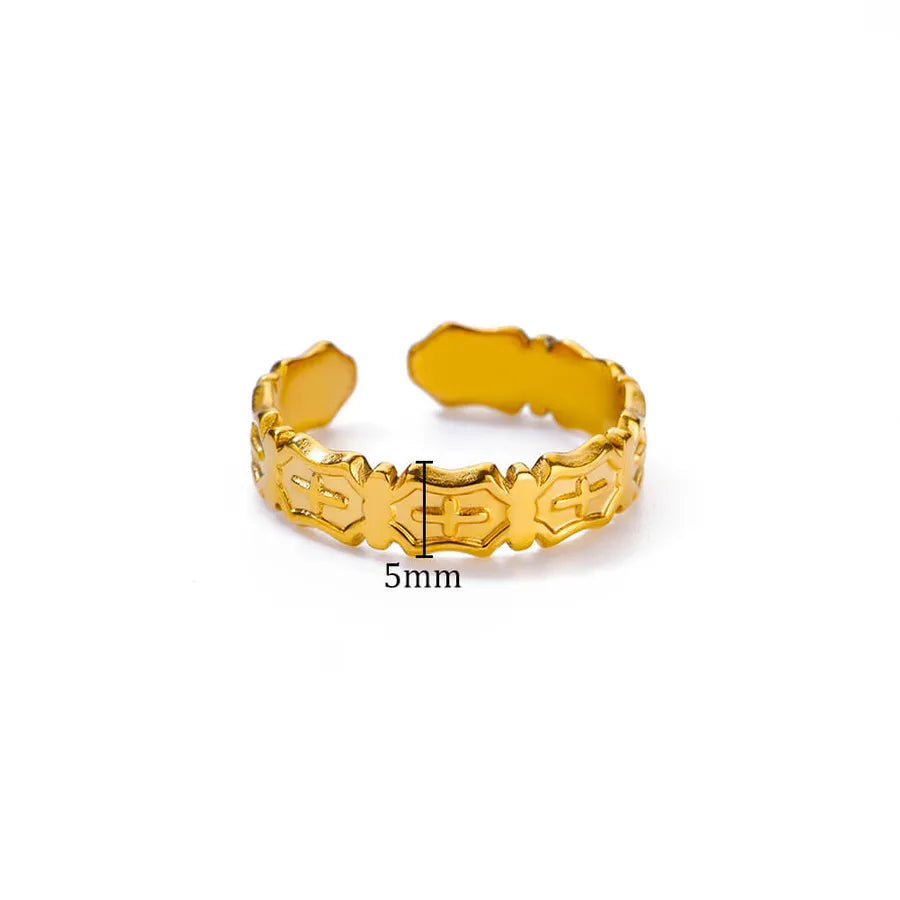 18K Gold Plated Geometric Stainless Steel Ring 2