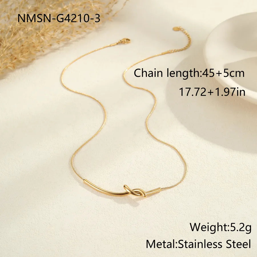 18K Gold Twisted Pendant Stainless Steel Necklace