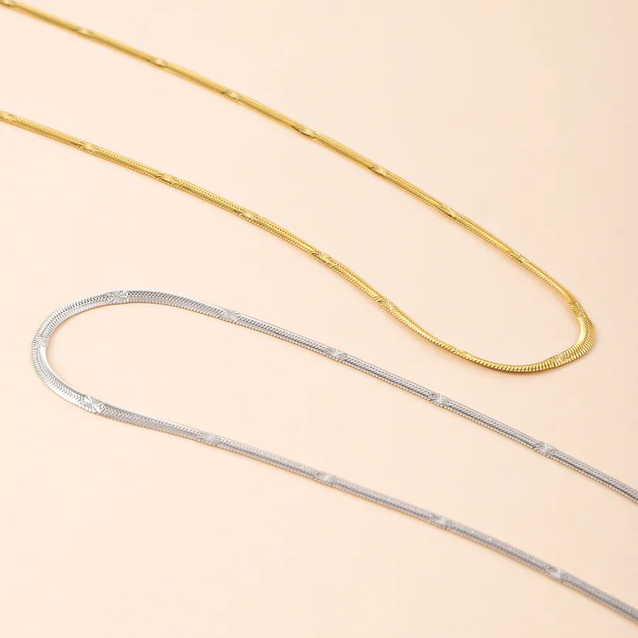 18K Gold Snake Bone Chain Necklace