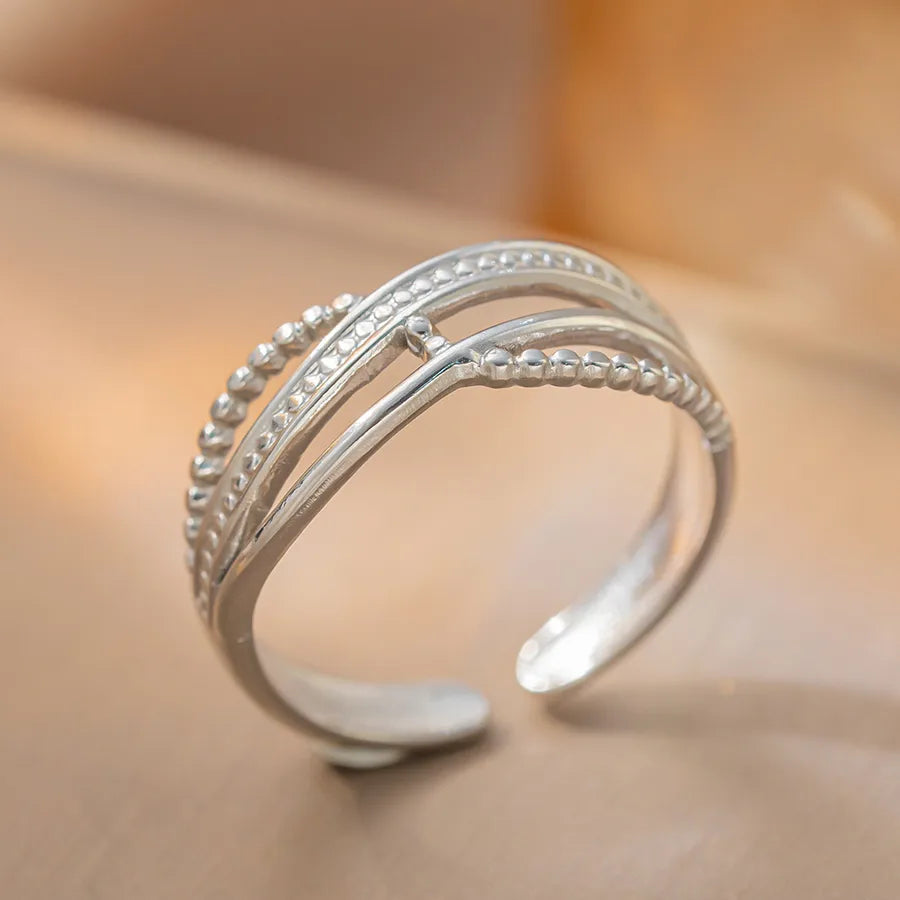 Adjustable Silver Maple Leaf Titanium Ring K136 Steel Color Ring Open