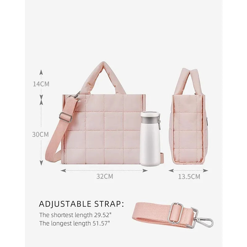 Soft Quilted Nylon Crossbody Tote Bag
