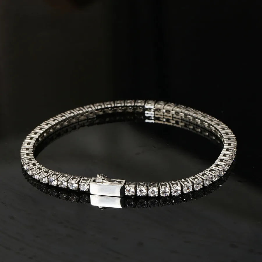 Zircon Tennis Chain Bracelet – Titanium Steel Steel Color 3mm Zircon 19cm Bracelet