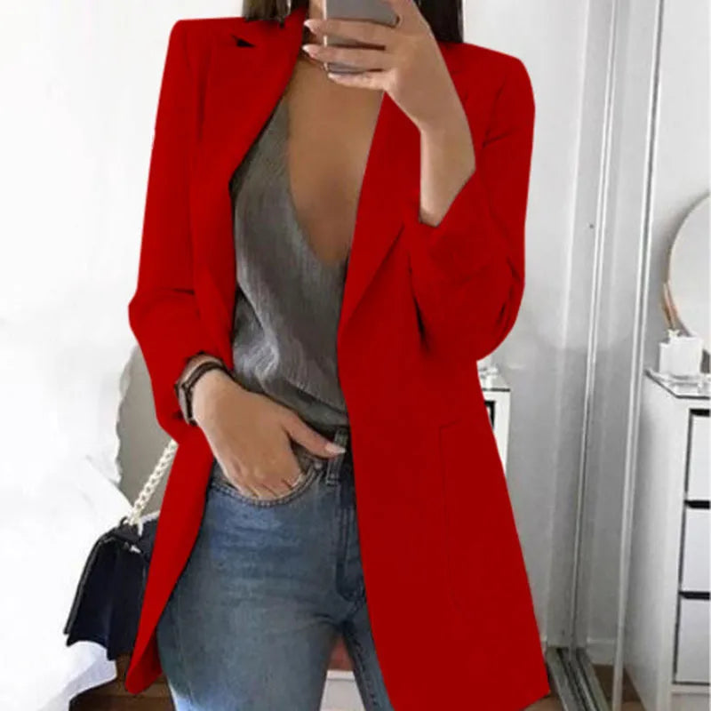 Women's Slim Fit Open Front Blazer Cardigan