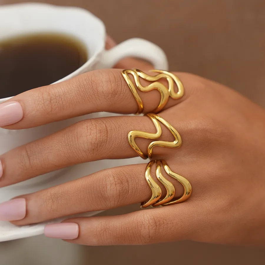 18K Gold Plated Geometric Stainless Steel Ring
