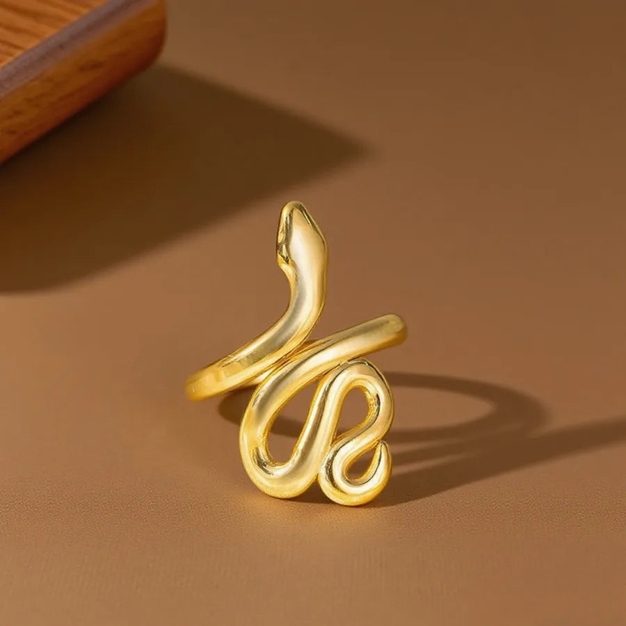 Geometric Heart Titanium Steel Ring Z0144-Glossy Snake-Ring- Gold