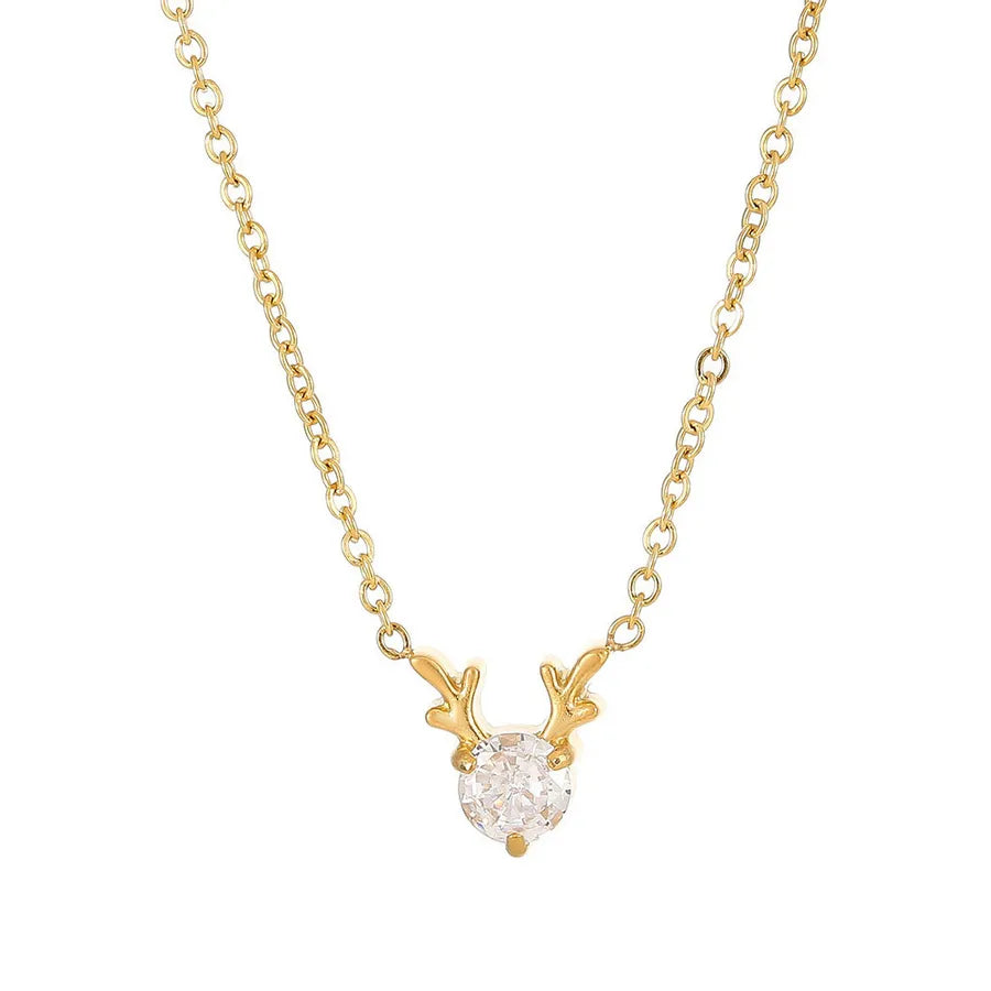 Elegant Deer Pendant Necklace – PVD Gold Stainless Steel