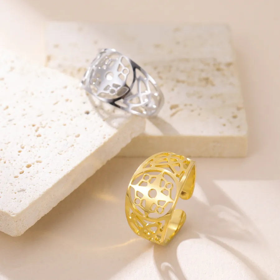 Unisex Compass Open Ring – 18K Gold Stainless Steel