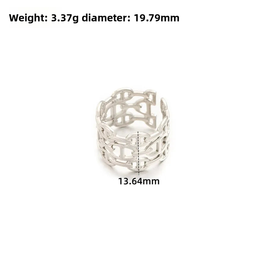 Gold Open Heart Stainless Steel Ring Adjustable Opening J311-Y Steel Color