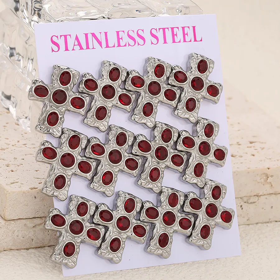 Gold Cross Zircon Earrings – Titanium Steel