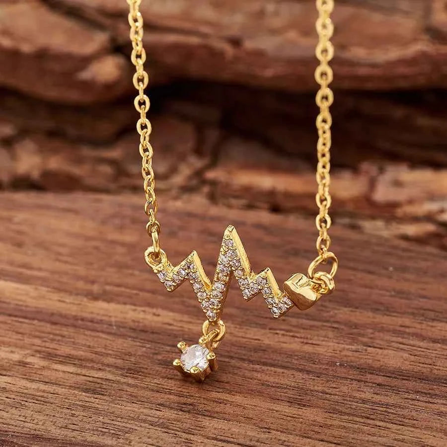 18K Gold Plated Heart Necklace with Zircon