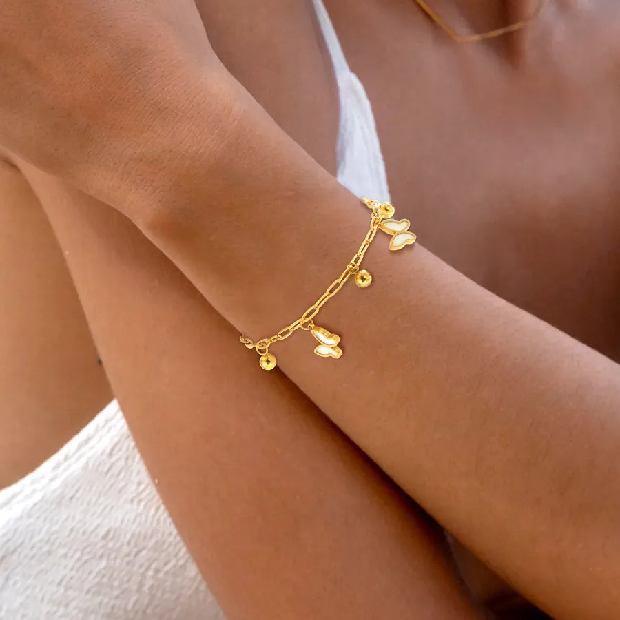 18K Gold Plated Butterfly Bead Bracelet