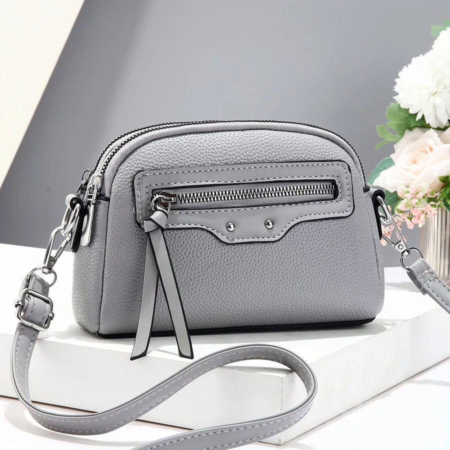 Minimalist Women's Crossbody Shoulder Bag Gray horizontal Style 15*5*18CM