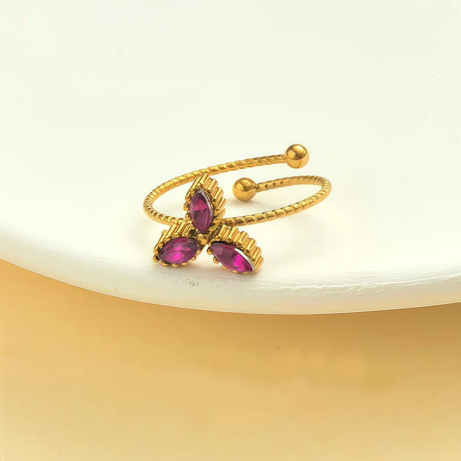 Elegant Rhinestone Knot Stainless Steel Ring JZ-25-09-033