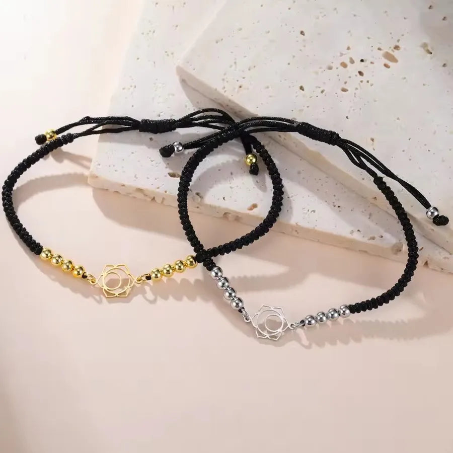 Mandala Lotus Red Rope Bracelet