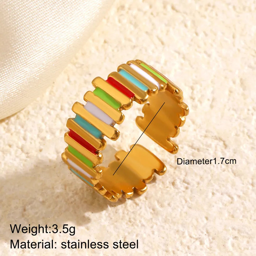 Rainbow Heart Stainless Steel Open Ring Style 056