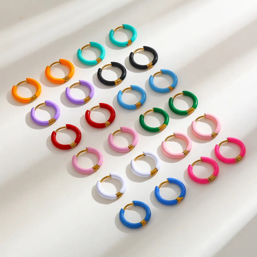 18K Gold Plated Round Stainless Steel Earrings