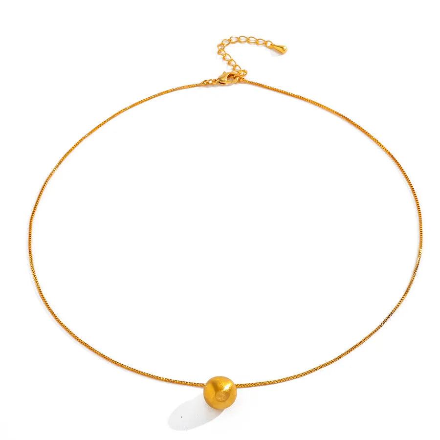 Gold Plated Round Bead Pendant Necklace
