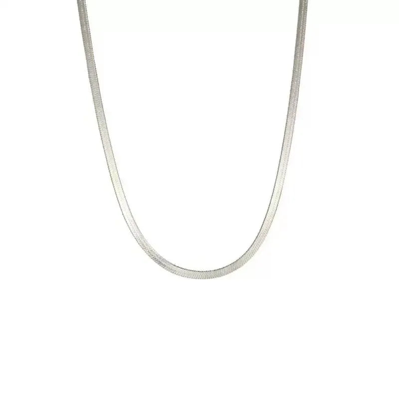 Women's Titanium Steel Box Chain Pendant Necklace 2mm Blade Chain-Necklace-Steel Color