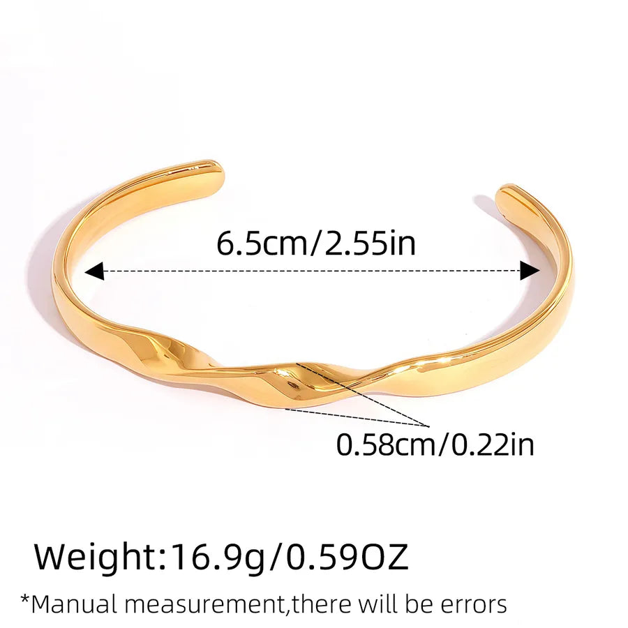 18K Gold Plated Pearl Bangle Bracelet for Women adjustable Gold 1 Piece Stainless Steel Bracelet