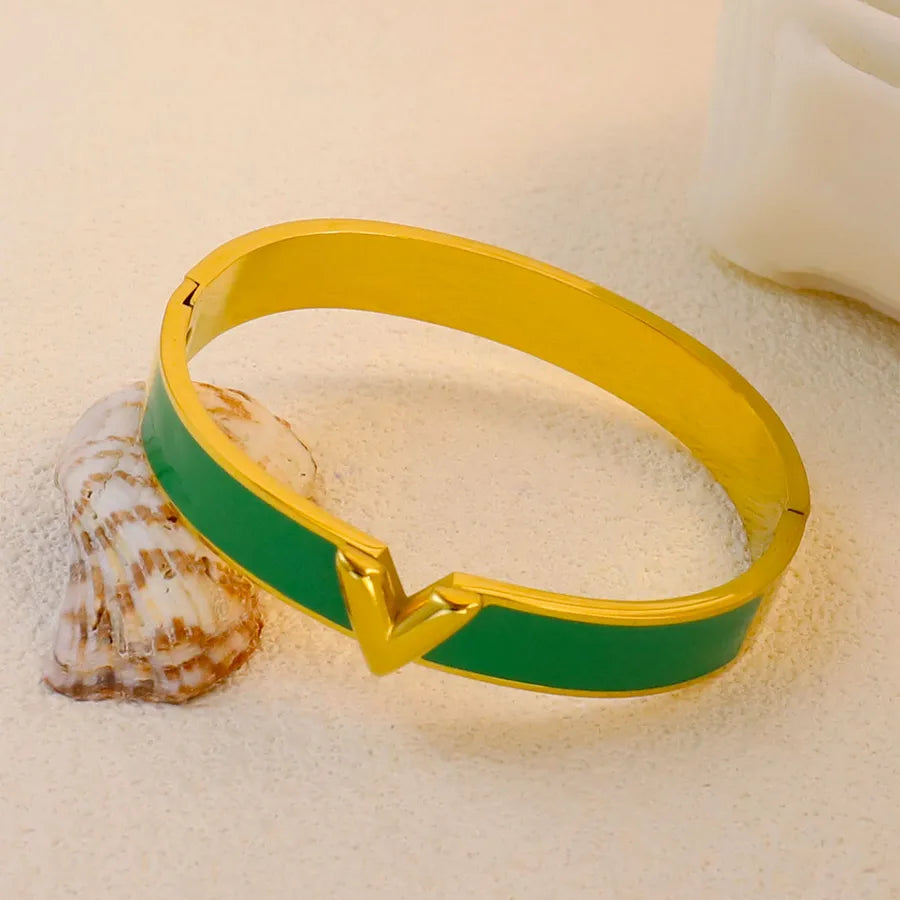 18K Gold Plated Zircon Hollow Stainless Steel Bracelet