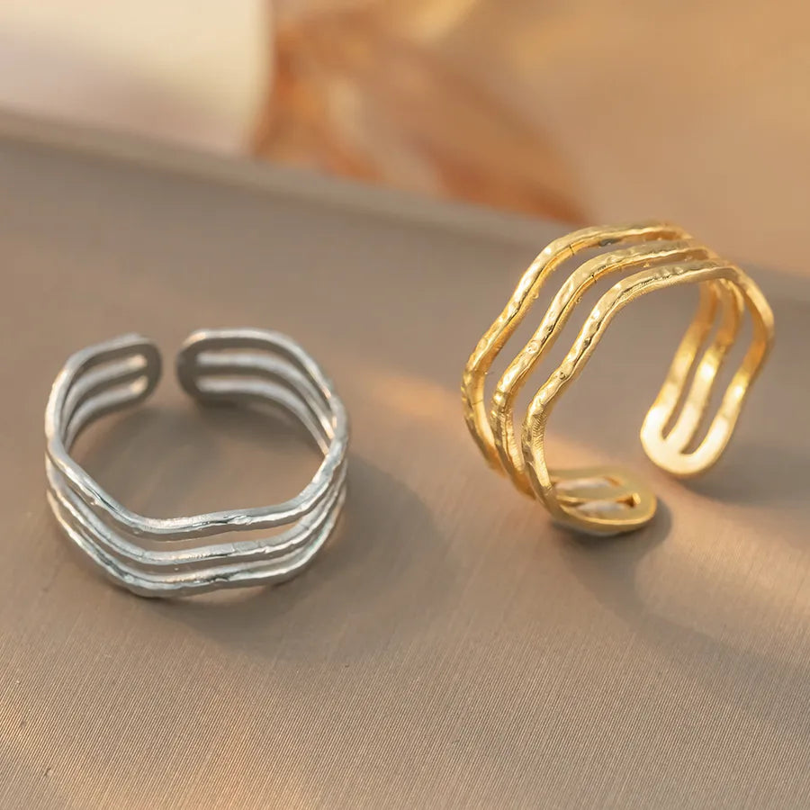 Geometric Titanium Steel Open Ring for Women