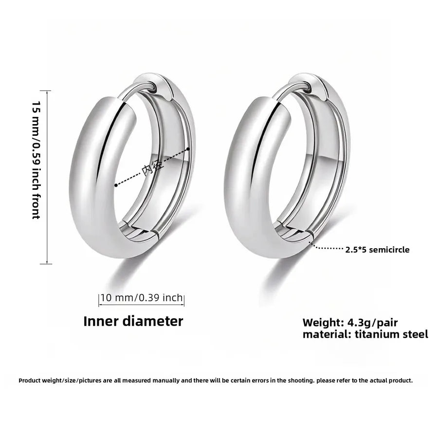 Luxury Titanium Steel Geometric Earrings Steel Color 10mm