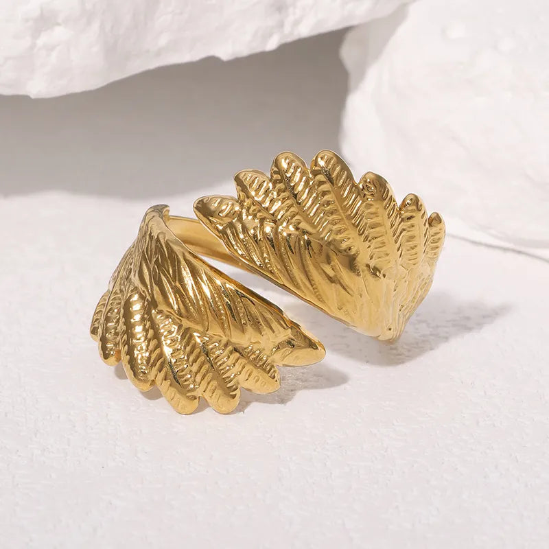 Gold Plated Wing Stainless Steel Ring for Women