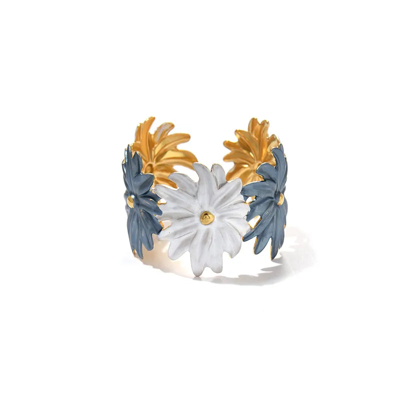 18K Gold Plated Eye & Flower Stainless Bracelet B0676-02