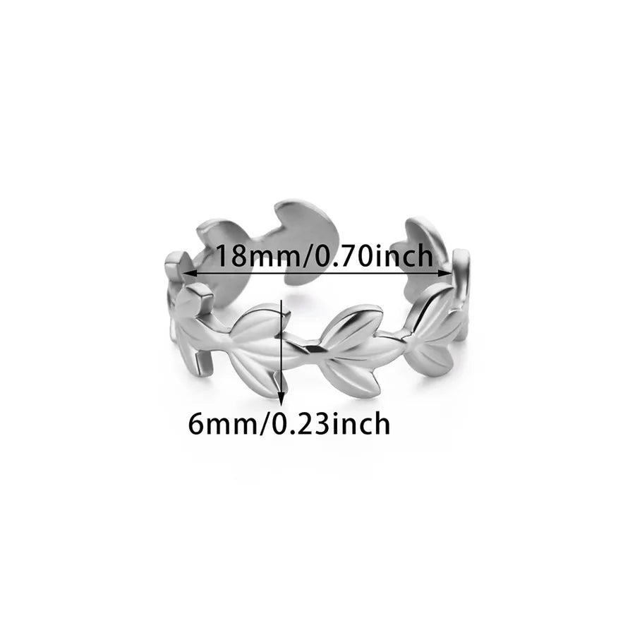 18K Gold Leaf & Flower Open Ring 7