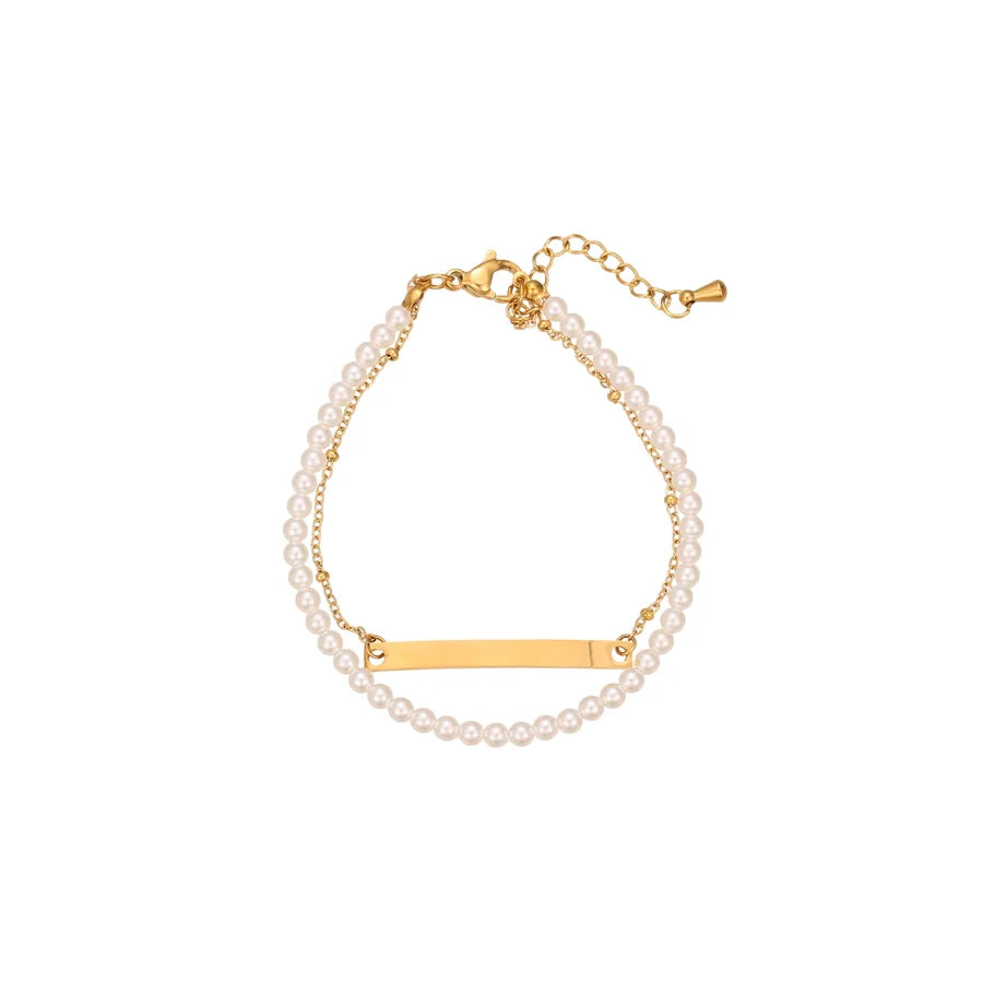 Personalized Pearl Gold Bracelet for Women