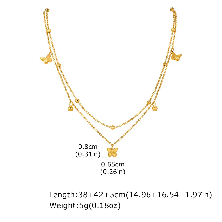 Butterfly Double Layer Gold Necklace Gold NC-2462G