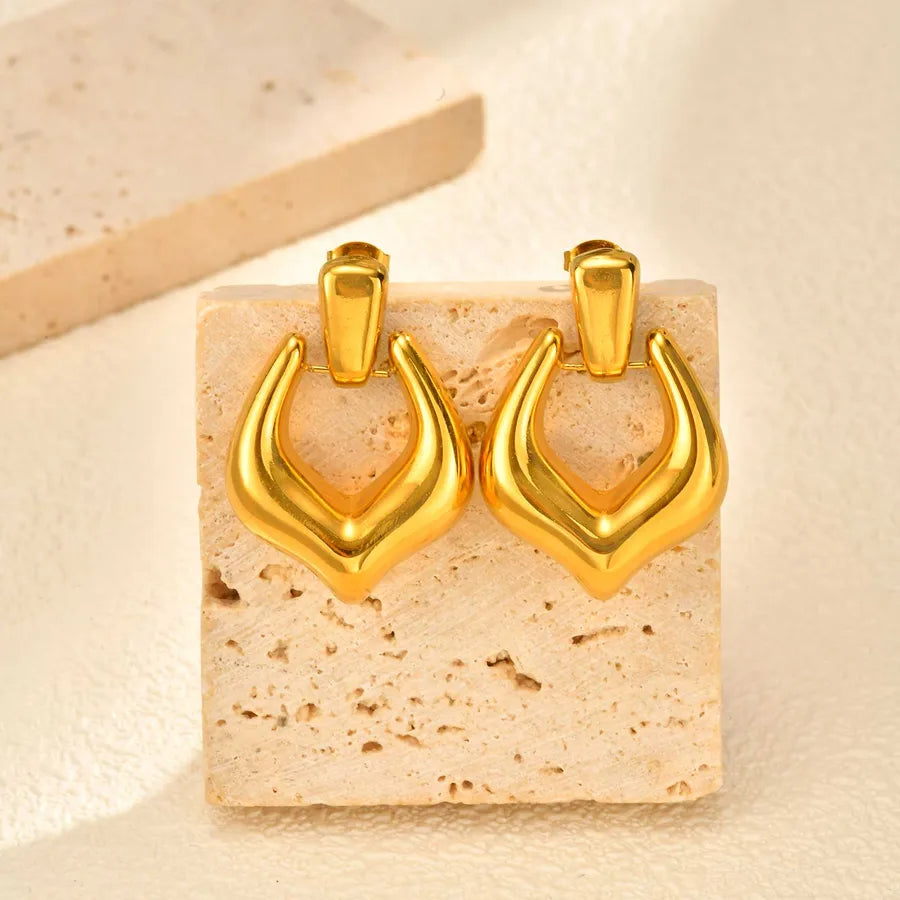 18K Gold Plated Geometric Stainless Steel Earrings