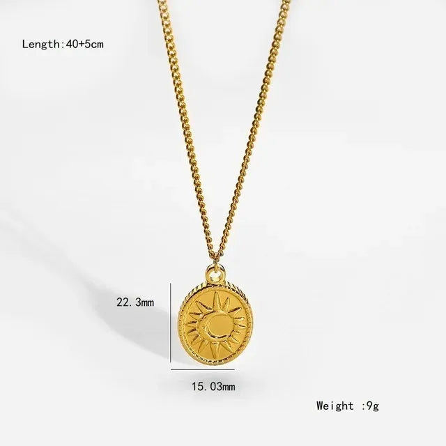 Gold Sun & Moon Pendant Necklace DYN230