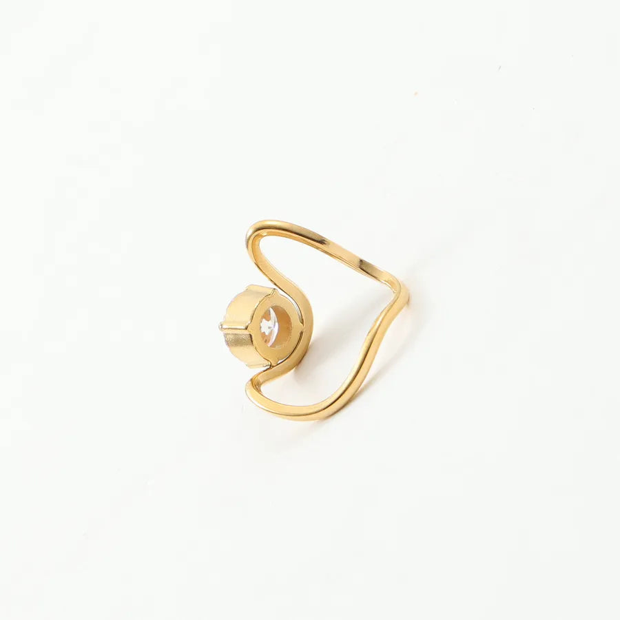 18K Gold Plated Geometric Zirconia Ring
