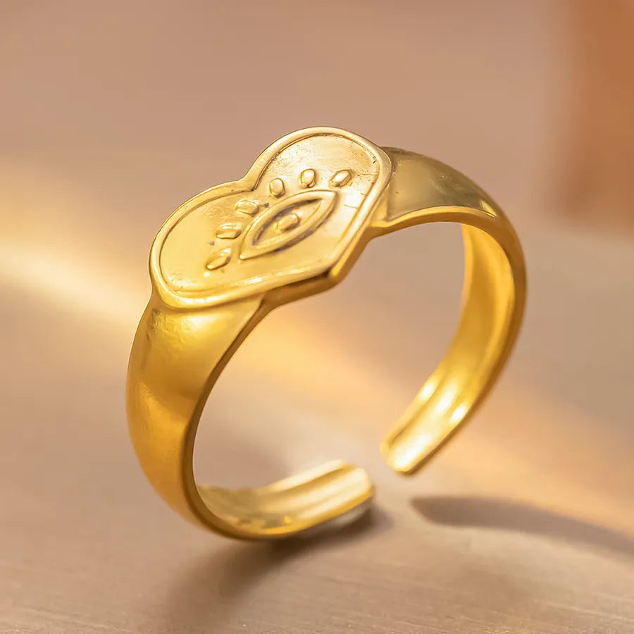 Personalized Titanium Steel Textured Couple Ring K217 Gold Ring Adjustable