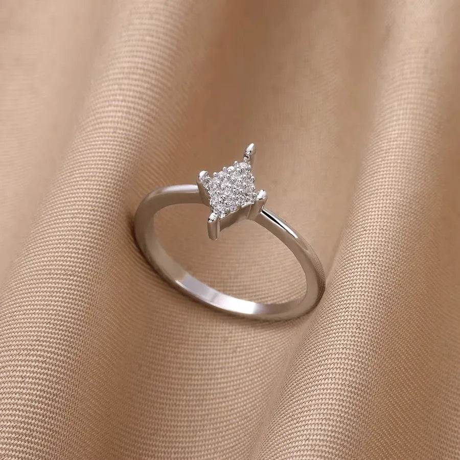 Geometric Zircon Rhombus Open Ring