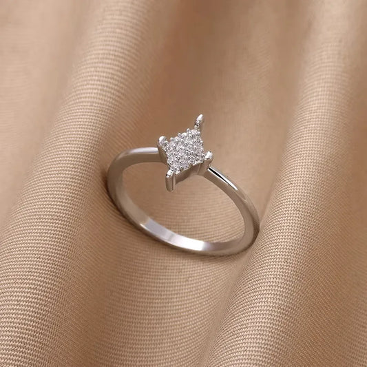 Geometric Zircon Rhombus Open Ring