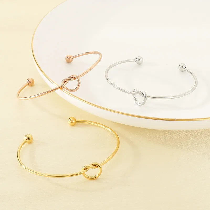 Knotted Bead 18K Gold Stainless Steel Bracelet