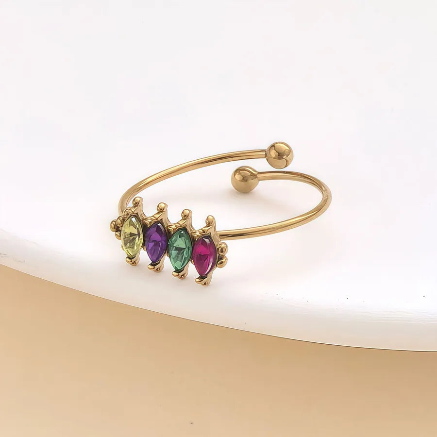 Zircon Heart & Flower Stainless Steel Ring JZ-25-09-017