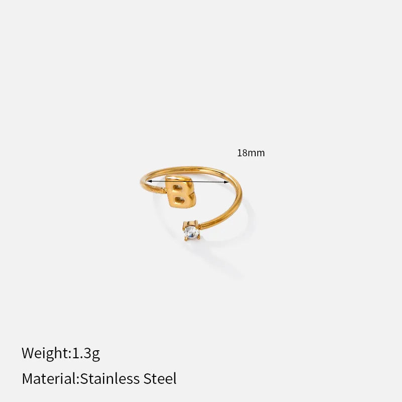 Gold Plated Adjustable Letter Ring for Women YHTSR-250782 (letter B)