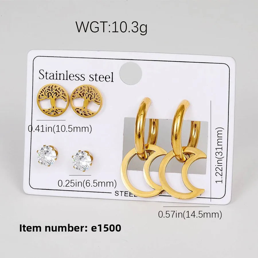 18K Gold Plated Star & Heart Drop Earrings E-1500