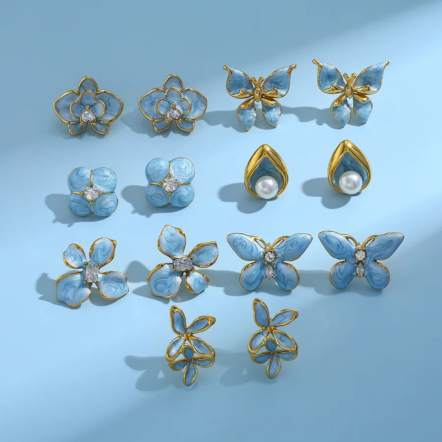 18K Gold Plated Butterfly Drop Earrings