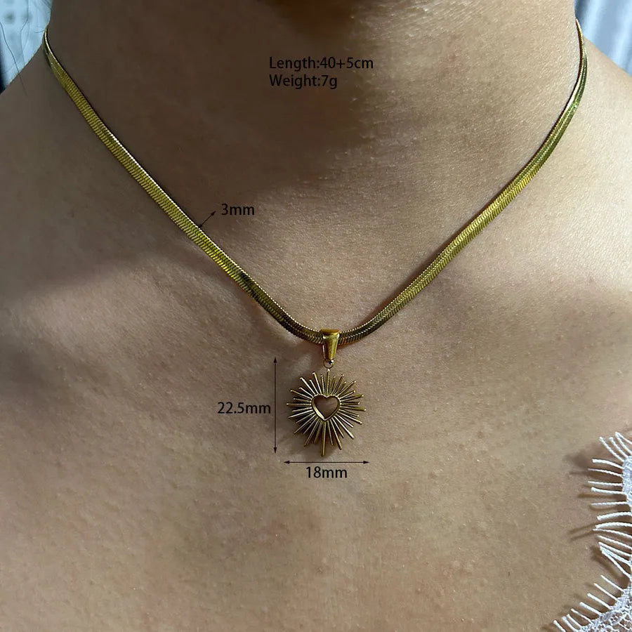 Gold Heart Pendant Necklace – Unisex Stainless Steel