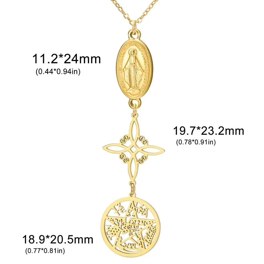 Stainless Steel Pentagram Pendant Necklace Golden-Style 5