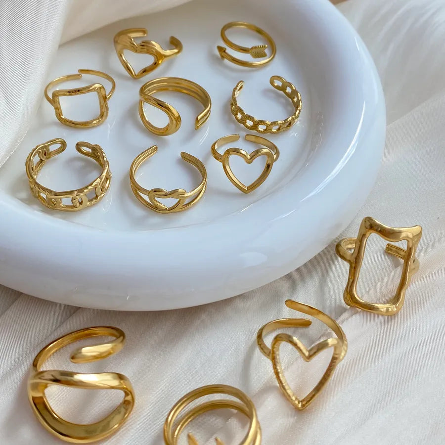 Geometric Titanium Steel Open Ring in 14K/18K Gold