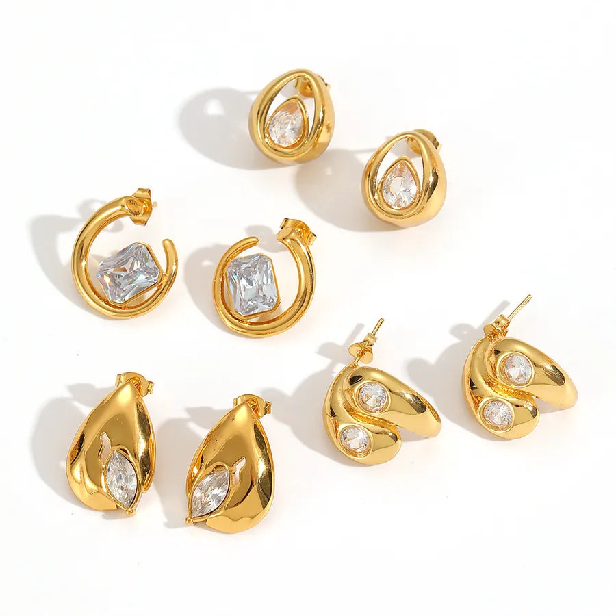 Asymmetric Geometric Diamond Stud Earrings