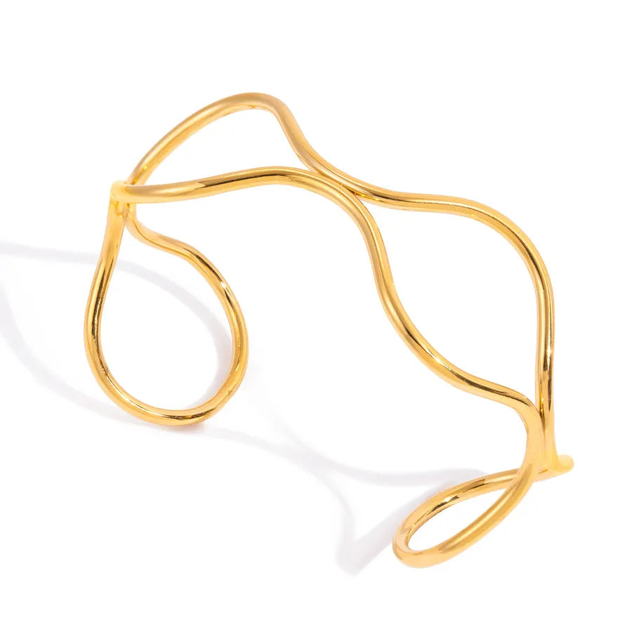 Gold Double Layer Open Bangle Bracelet Gold