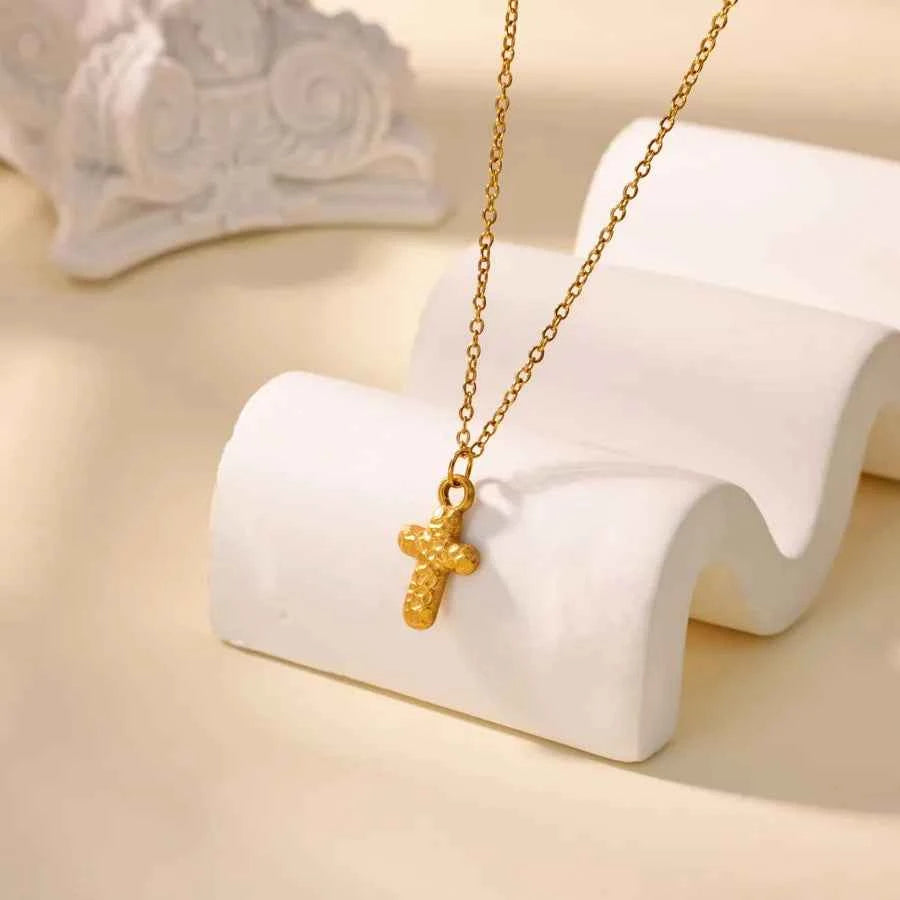 18K Gold Plated Cross Pendant Necklace for Women