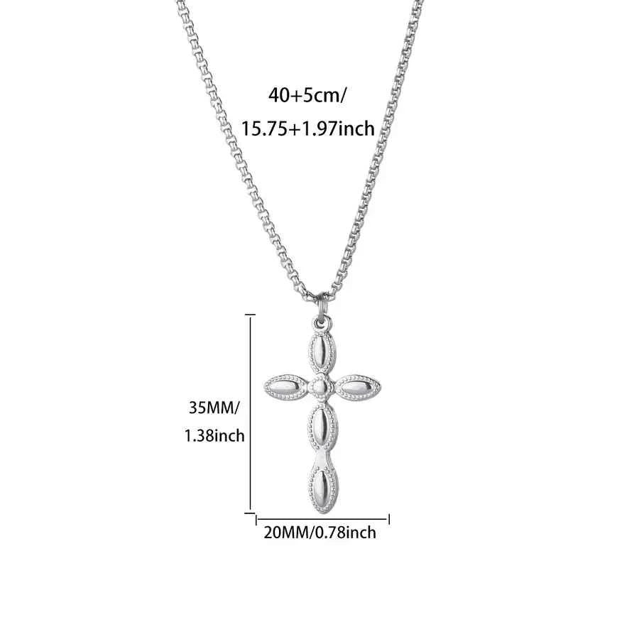 18K Gold Geometric Cross Necklace for Women